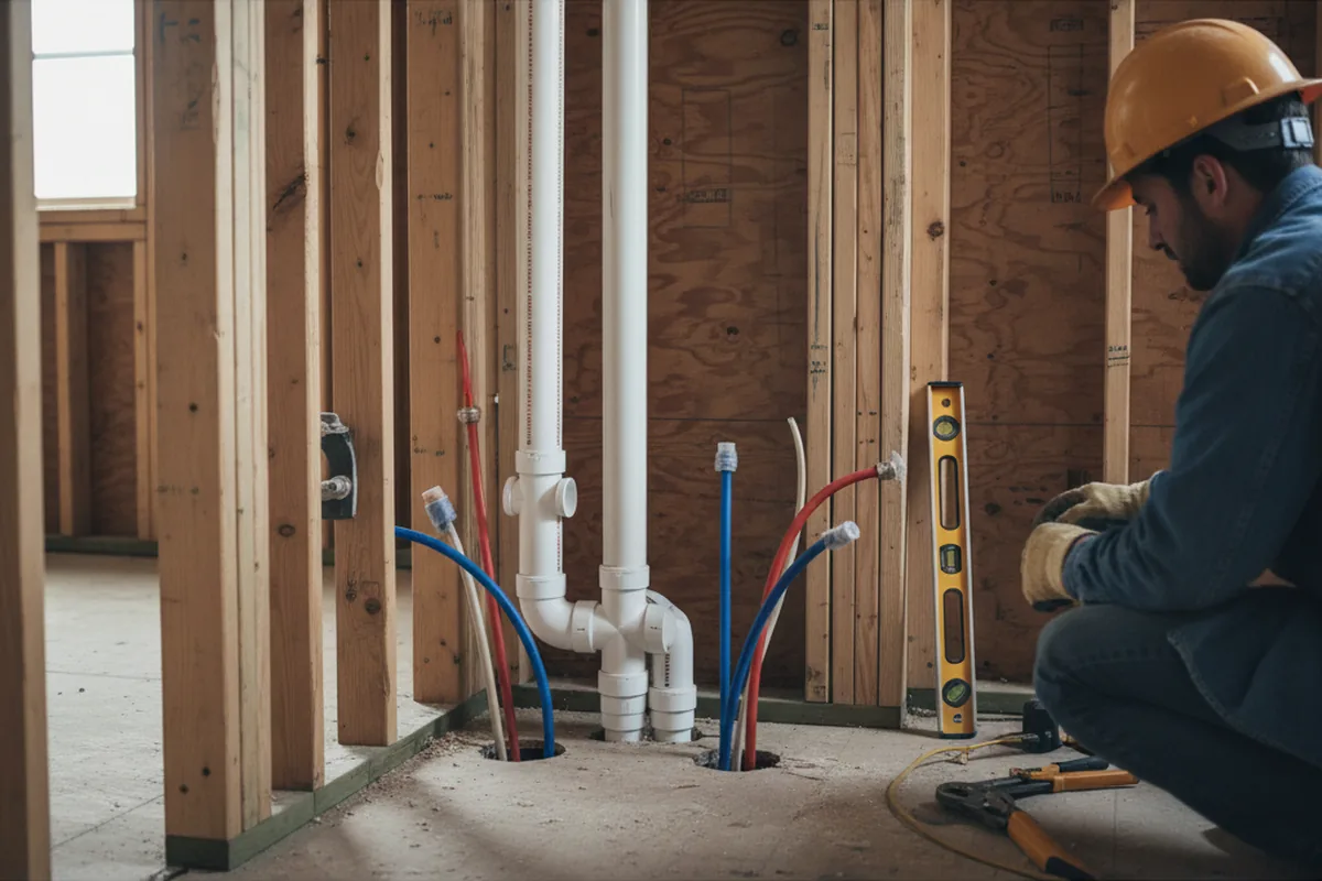Drain and supply rough-in during Drain Cleaning in Hobart